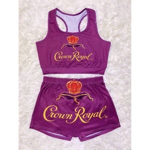 Two piece short set with Crown Royal logo